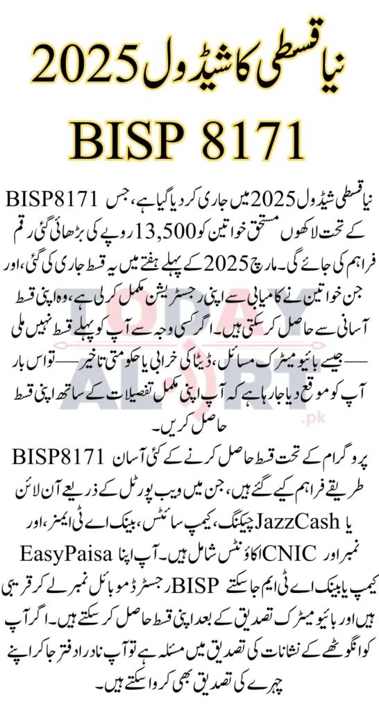 BISP 8171 Program 2025 Installment Schedule March 2025.