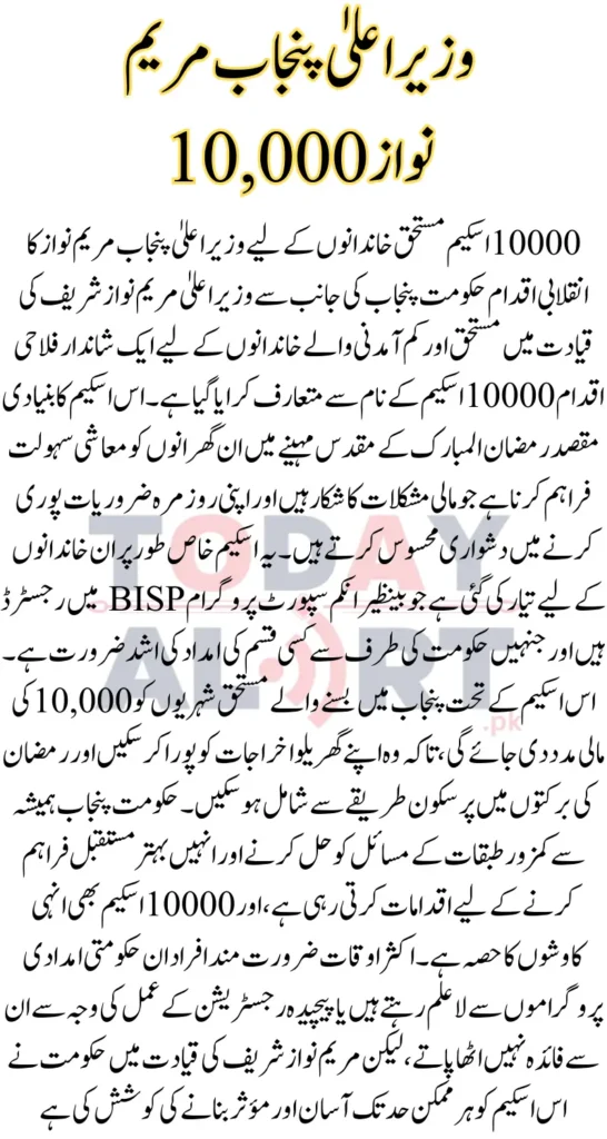 Maryam Nawaz 10000 Scheme Online Registration