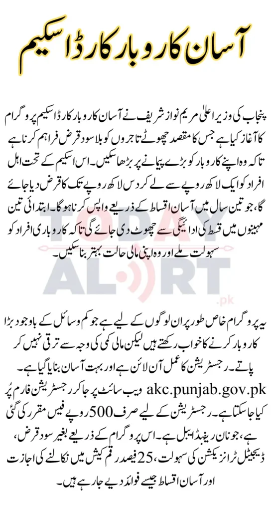 Asaan Karobar Card Scheme Punjab Apply Online and Terms & Conditions