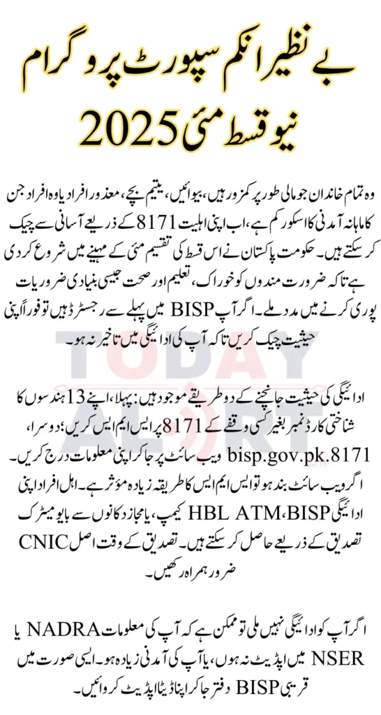 How To Check BISP 13500 May 2025 Payment via 8171