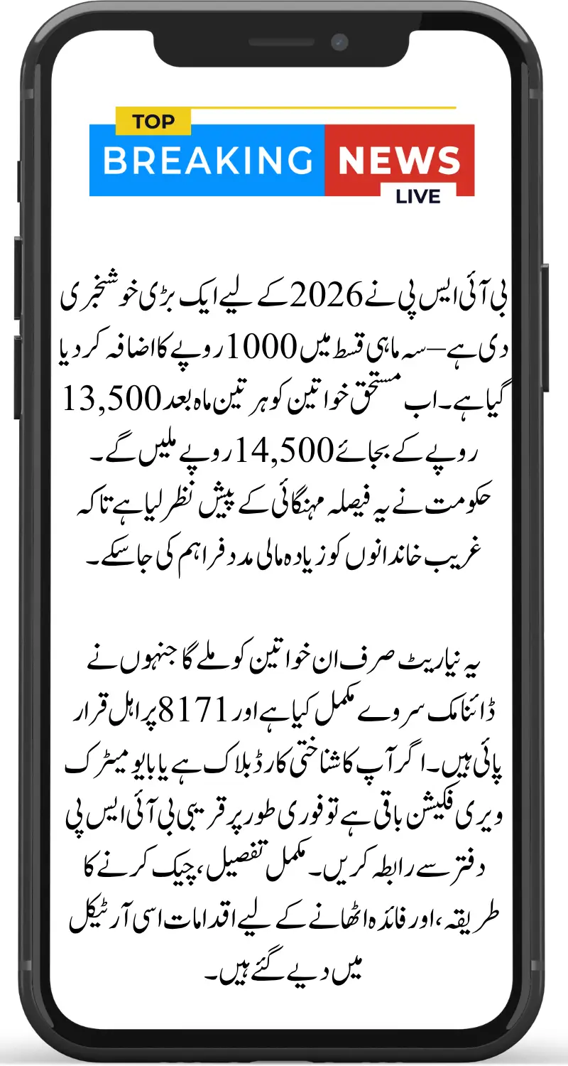 BISP Payment Increase 2026 Confirmed Update with New Amount Details and Beneficiary List Info