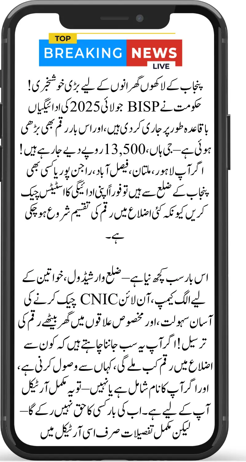 Punjab Districts BISP July 2025 Payments Full Update Check Your Area Eligibility Now