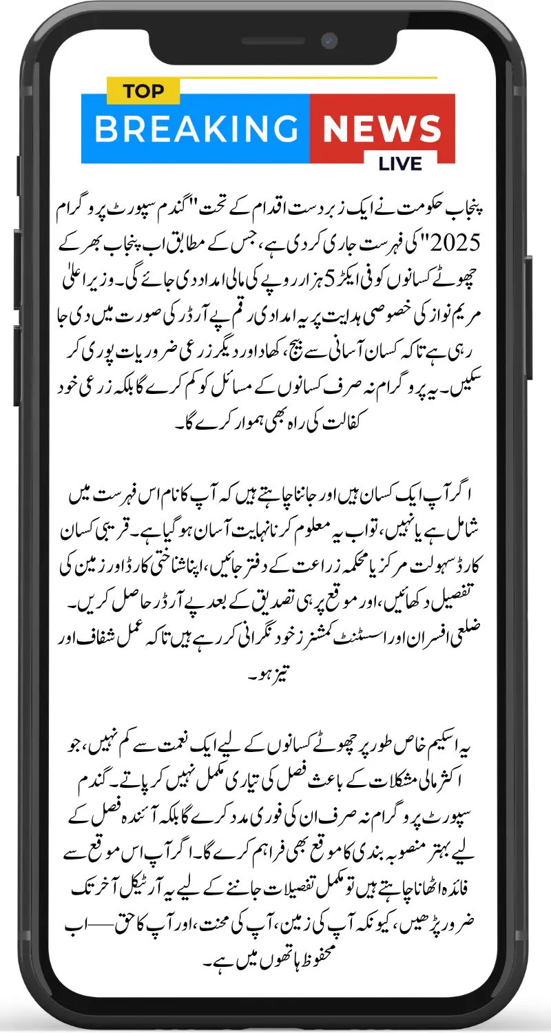 Breaking News! Wheat Support Program List Released By Punjab Government