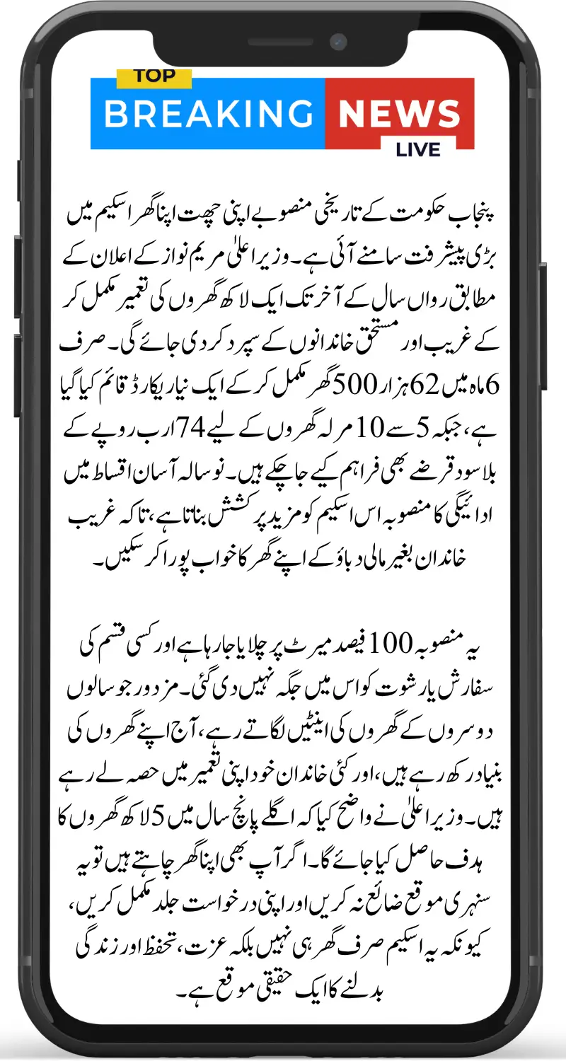 Apni Chhat Apna Ghar Scheme August 2025 Latest Phase Launch by Maryam Nawaz - Apply Now!